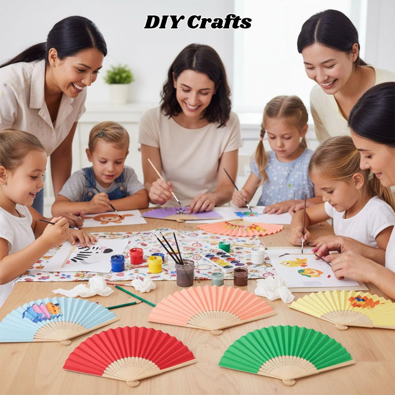 JOHOUSE 12 Packs Paper Folding Hand Fans, 8.3 Inch Multicolored Paper Fans Handheld Decorative Accessories for Wedding, Outdoor Rainbow Party Favors, Bridal Shower DIY Decoration Photography Props - Image 5